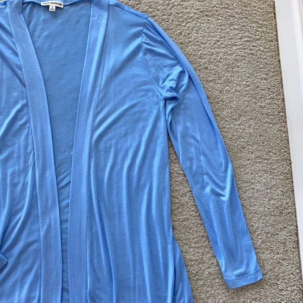 Powder Blue Open Drape Front Cardigan - Picture 3 of 5